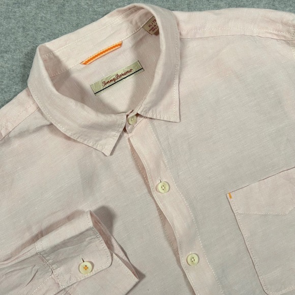 Tommy Bahama Linen Shirt Mens XL Light Pink Long Sleeve Button Up Relax Casual - Picture 1 of 9